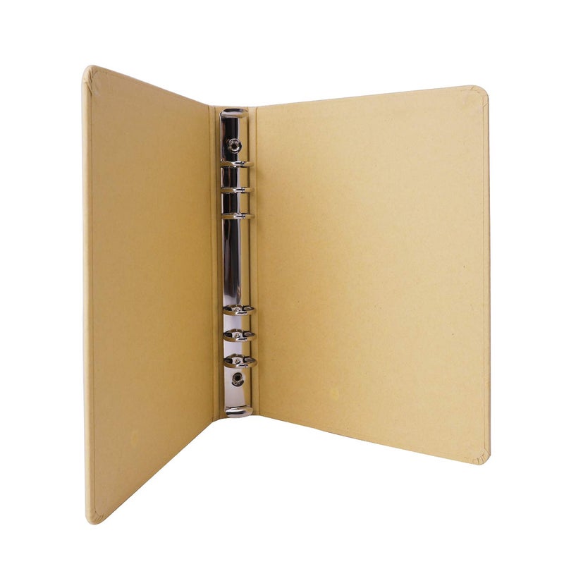 RUIXIB Blank A5 Kraft Paper Hardcover 6-Holes Round Ring Binder Protector for Notebook Diary Journal,School Office Stationery Supplies Loose Leaf Binder Folder File Cover Organizer Planner - Image 1